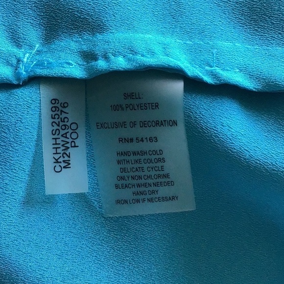 Calvin Klein Light Blue Button Up 3/4 Sleeve Shirt Blouse Size L - Picture 10 of 13